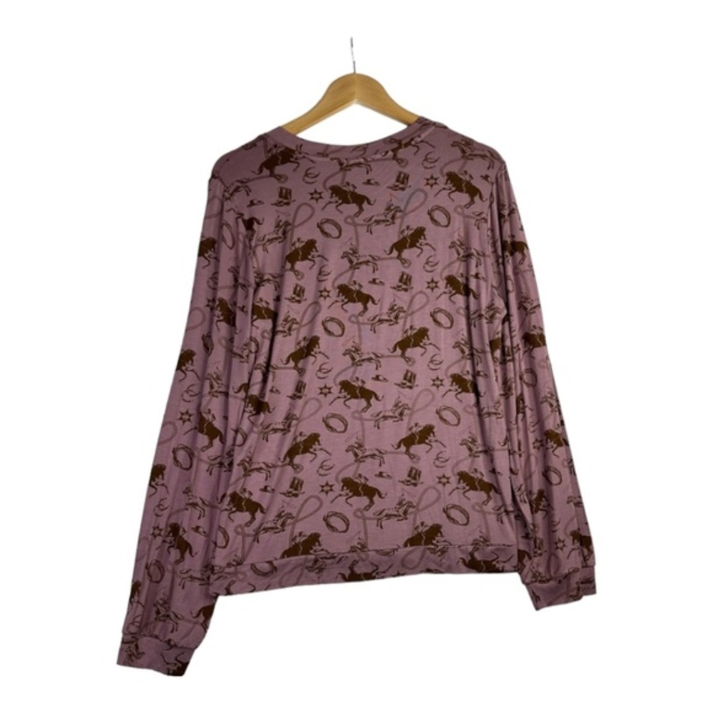 ARIAT Women's Shirt Roping Long Sleeve Top Graphic Print Mauve Bandit Town Print - Picture 4 of 11